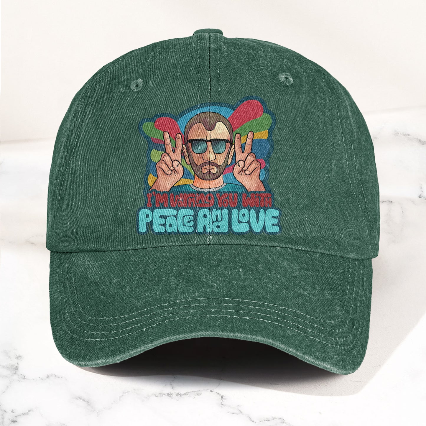 Beatles Ringo Starr Warning You With Peace and Love Denim Cap – Retro Rock Music Fan Cap (With Box)