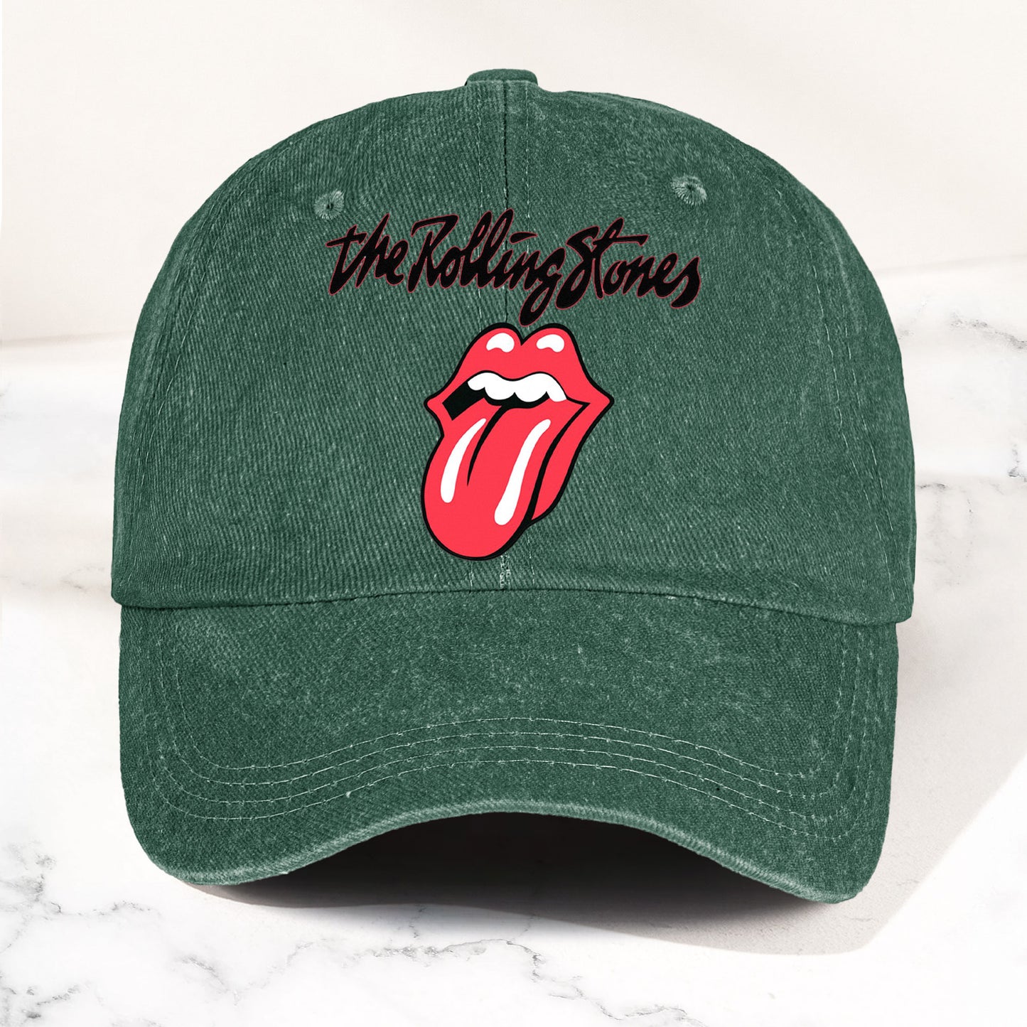 The Rolling Stones Denim Dad Cap – Classic Tongue Logo Design ( With BOX)
