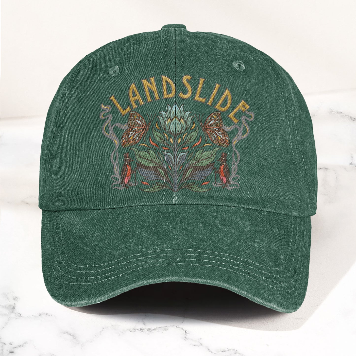 Fleetwood Mac Landslide Stevie Nicks Butterfly Floral Lyrics Music Merch Denim Cap – Retro Vintage Dad Cap Gift For Dad (With Box)