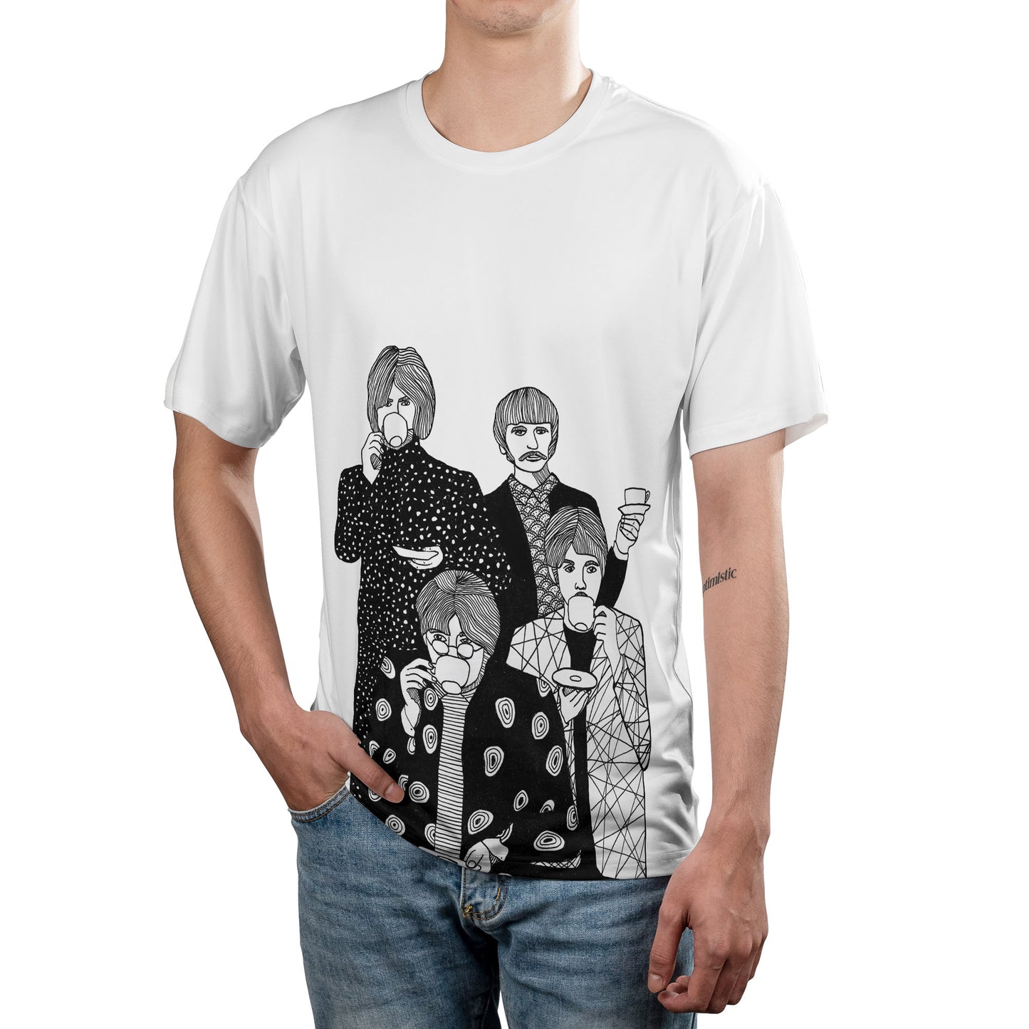 The Beatles Art T-Shirt – Rock Music The Fab Four Tea Club Graphic Unisex Tee