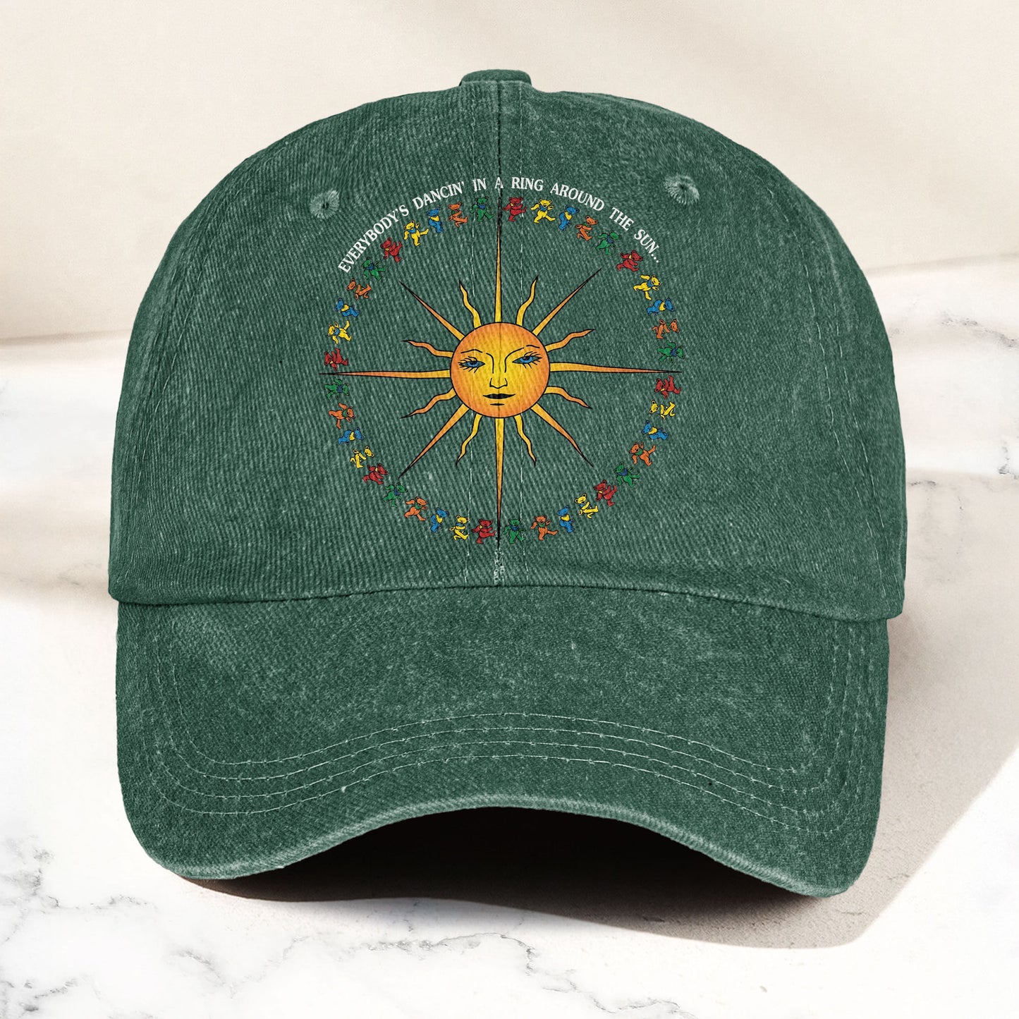 Grateful Dead Denim Cap – Sun & Dancing Bears “Ring Around the Sun” Dad Hat (With Box)
