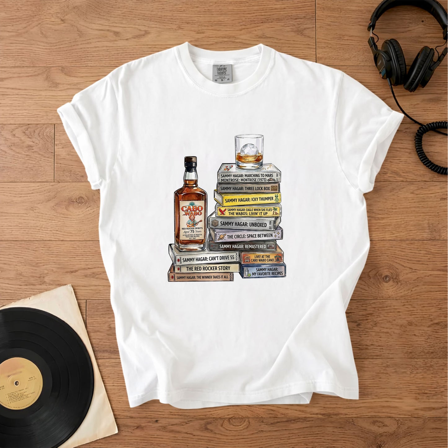 Sammy Hagar Cassette Album Collection T-Shirt – Retro Rock Music Merch Tee
