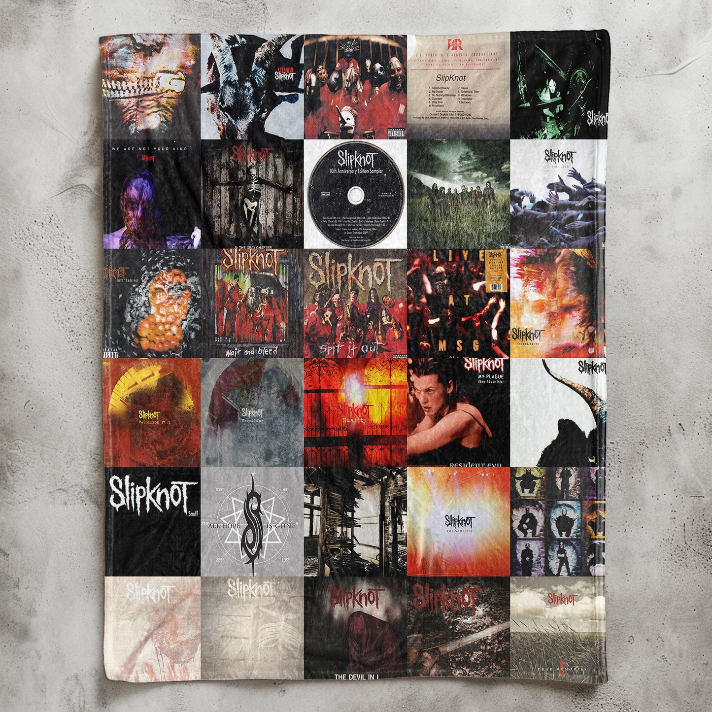 Slipknot Sherpa Blanket – Iconic Album Cover Collage Cozy Throw for Metal Fans