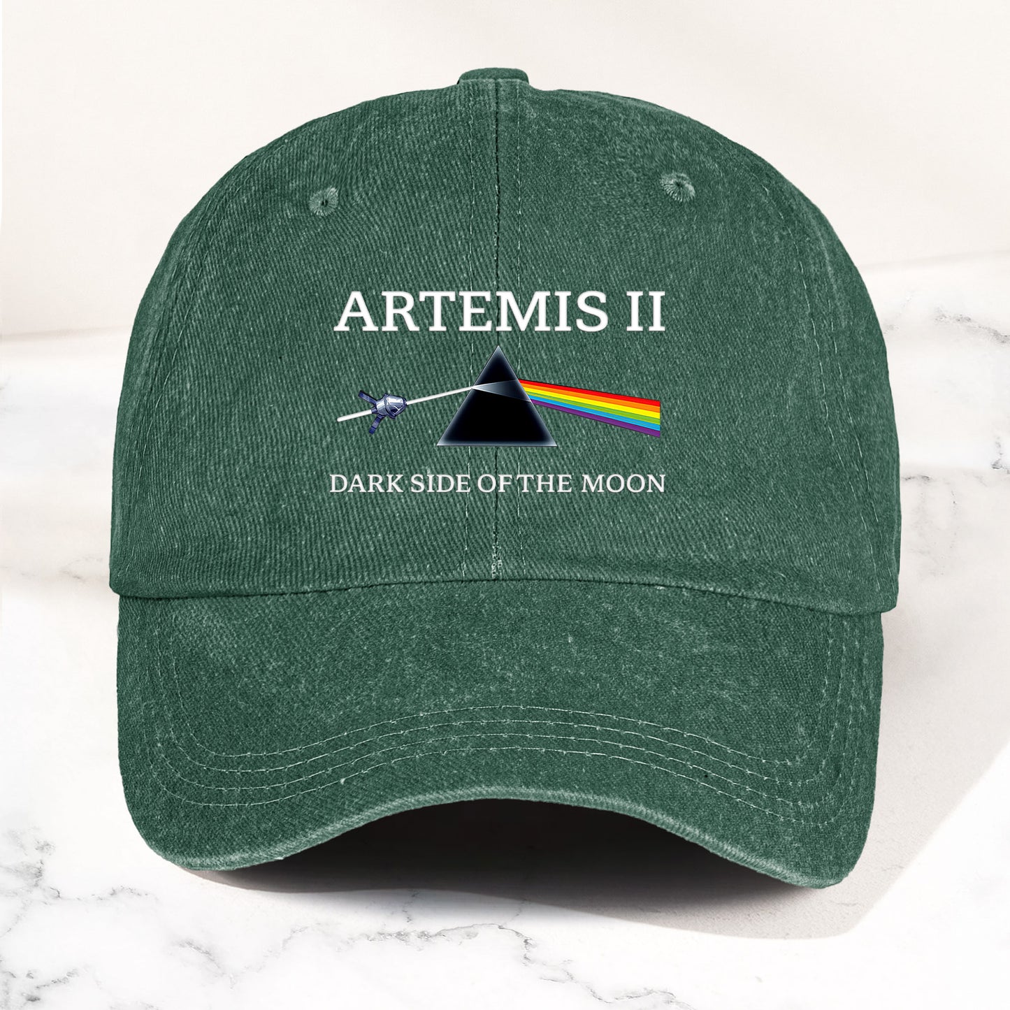 Artemis II Denim Cap – Dark Side of the Moon Inspired Space Dad Hat ( With Box)