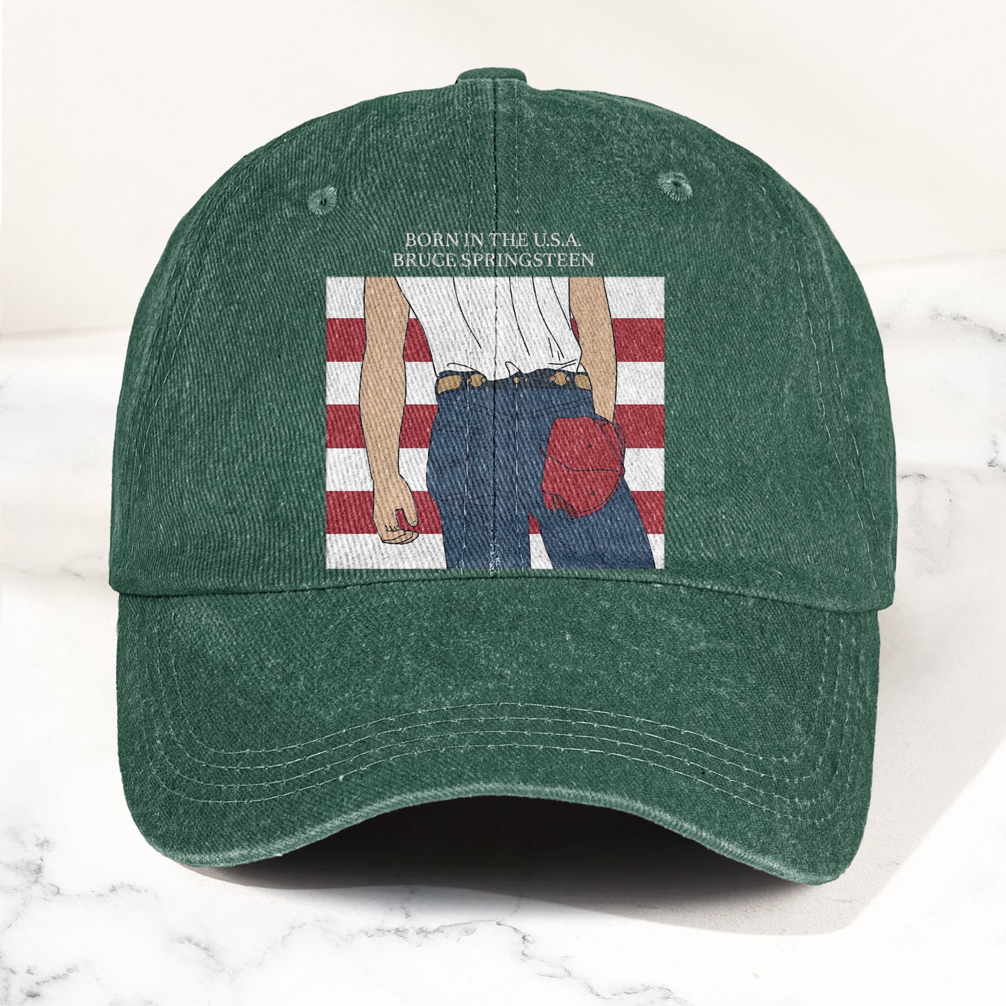 Born in the U.S.A  Bruce Springsteen Denim Cap – Retro Music Fan Merch Cap Gift For Dad (With Box)