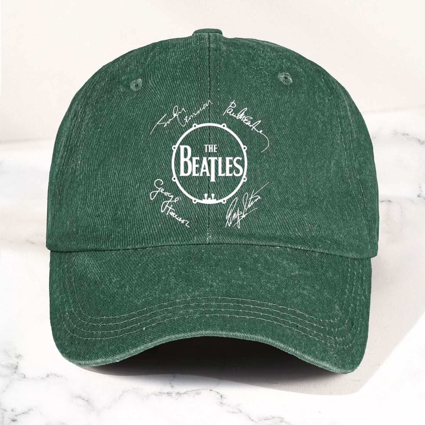 The Beatles Denim Dad Cap – Classic Drum Logo Signature Design ( With BOX)