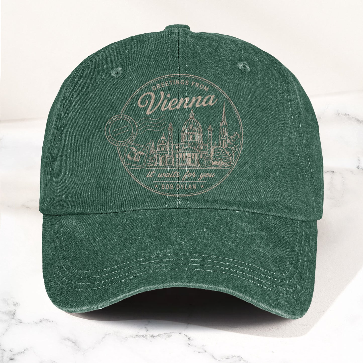 Bob Dylan Vienna It Waits For You Denim Cap – Retro Vintage Dad Cap Gift For Dad (With Box)