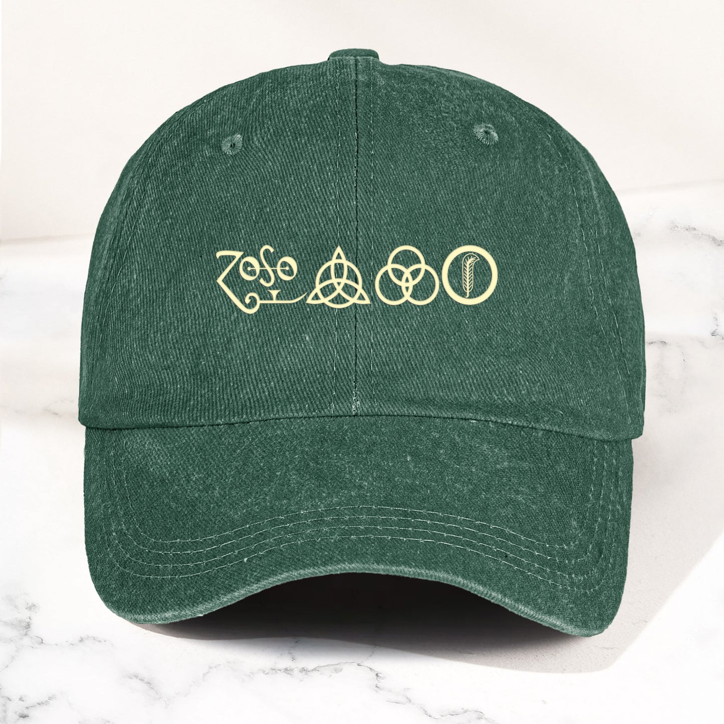 Led Zeppelin Denim Cap – ZoSo Symbols Minimalist Dad Hat ( With Box)