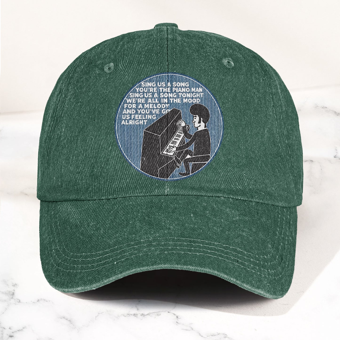 Billy Joel Piano Man Sing Us A Song Lyrics Vintage Graphic Denim Cap – Retro Vintage Dad Cap Gift For Dad (With Box)
