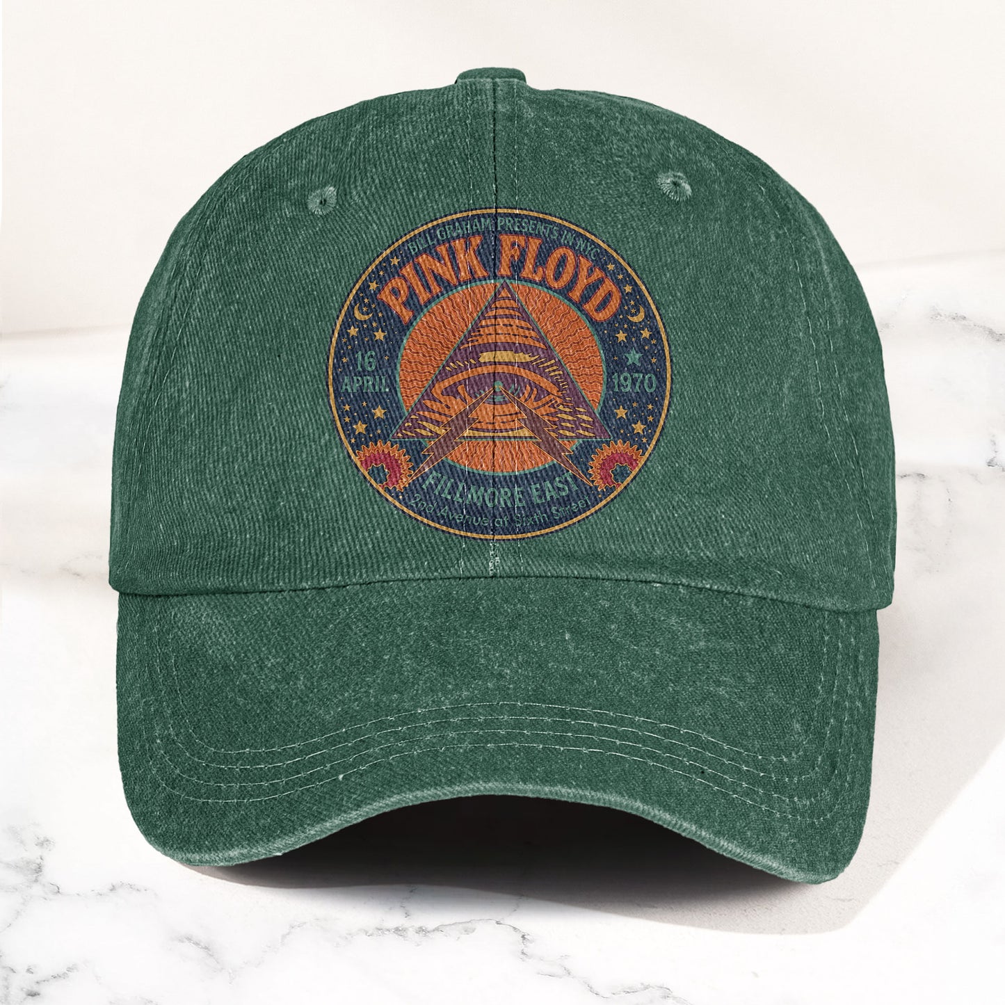 Pink Floyd 1979 Fillmore Poster Graphic Vintage Denim Cap – Retro Dad Cap (With Box)