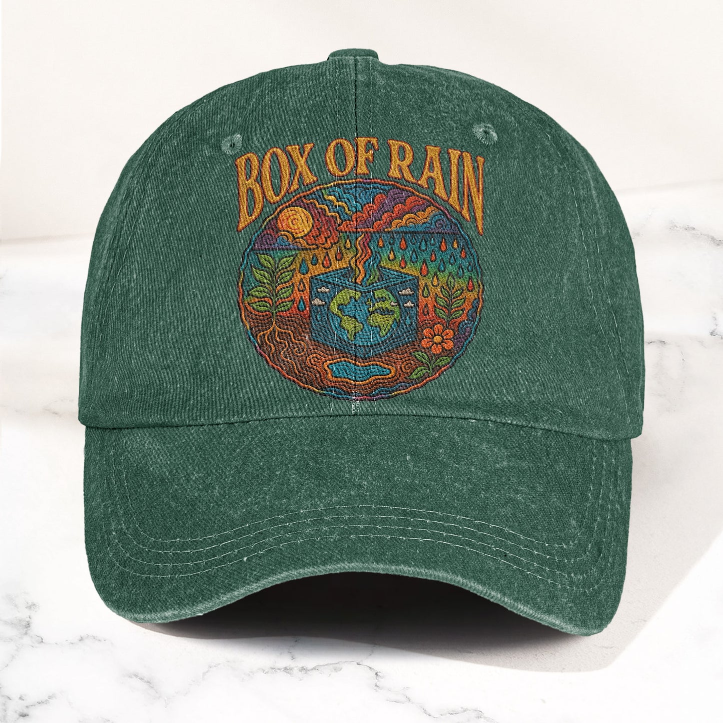 Grateful Dead Box Of Rain Earth Graphic Music Merch Denim Cap – Retro Vintage Dad Cap Gift For Dad (With Box)