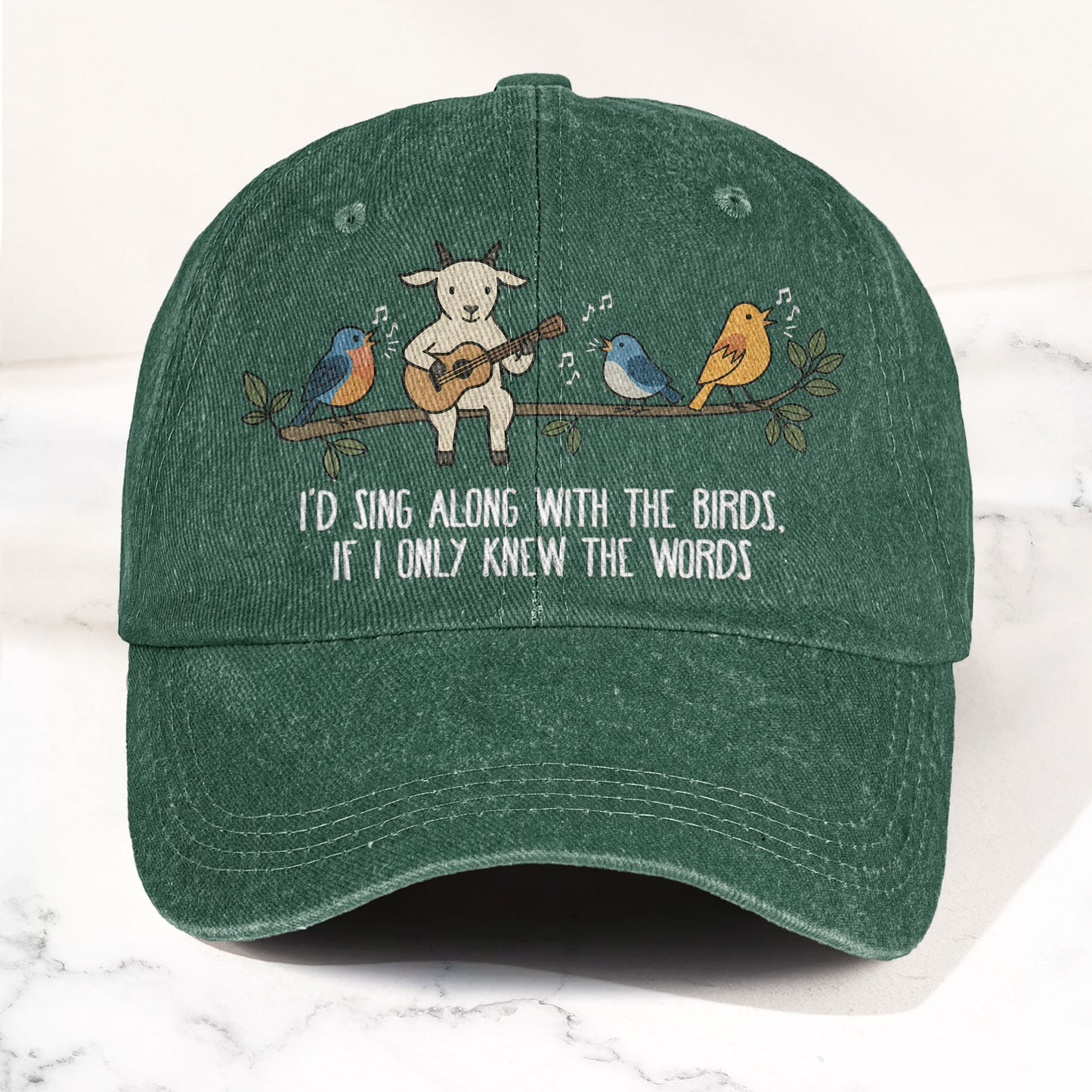 Billy Strings Gild the Lily Lyrics Goat Acoustic Guitar Cosmic Bluegrass Vintage Denim Cap – Retro Vintage Dad Cap Gift For Dad (With Box)
