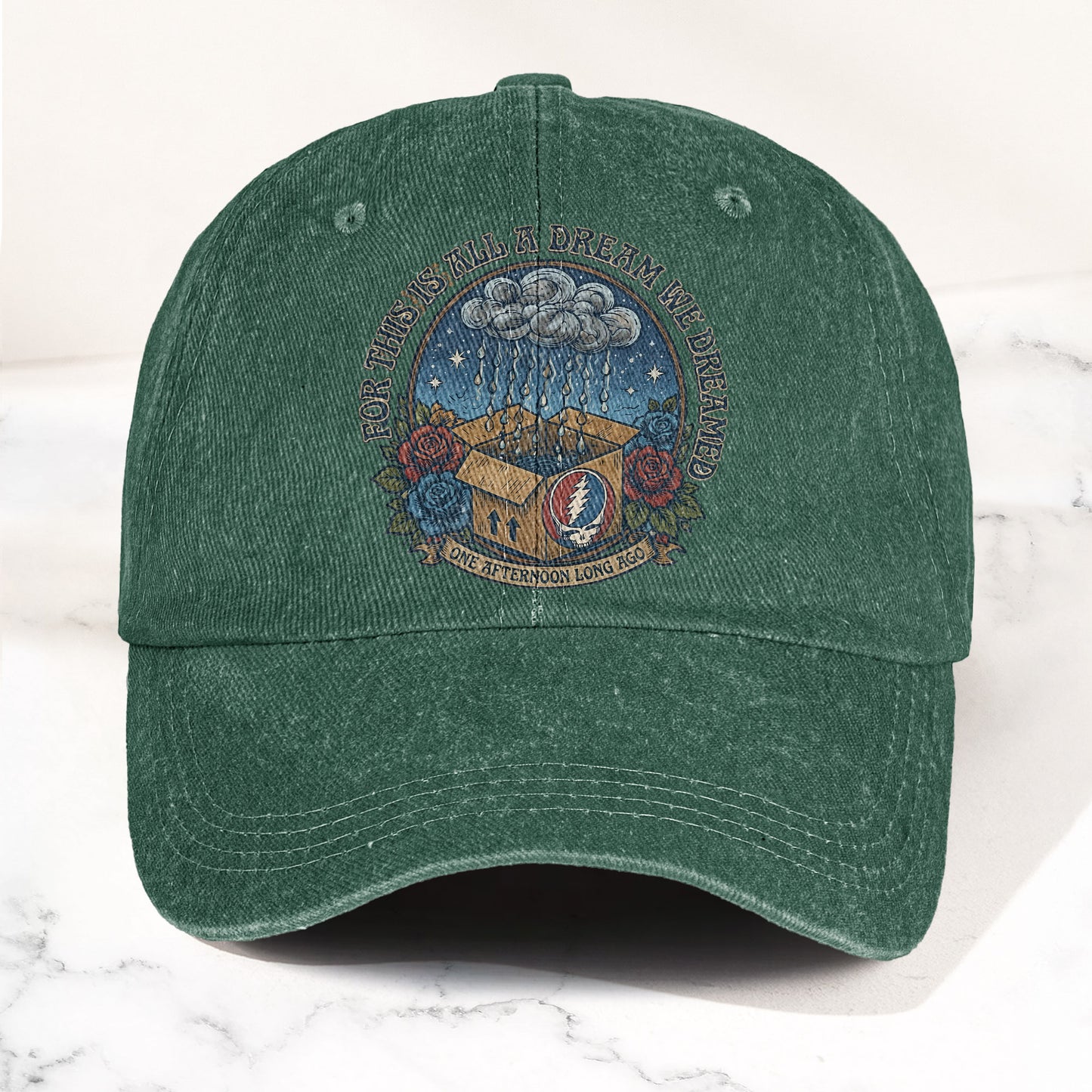 Grateful Dead Box Of Rain Dream We Dreamed Music Merch Denim Cap – Retro Vintage Dad Cap Gift For Dad (With Box)