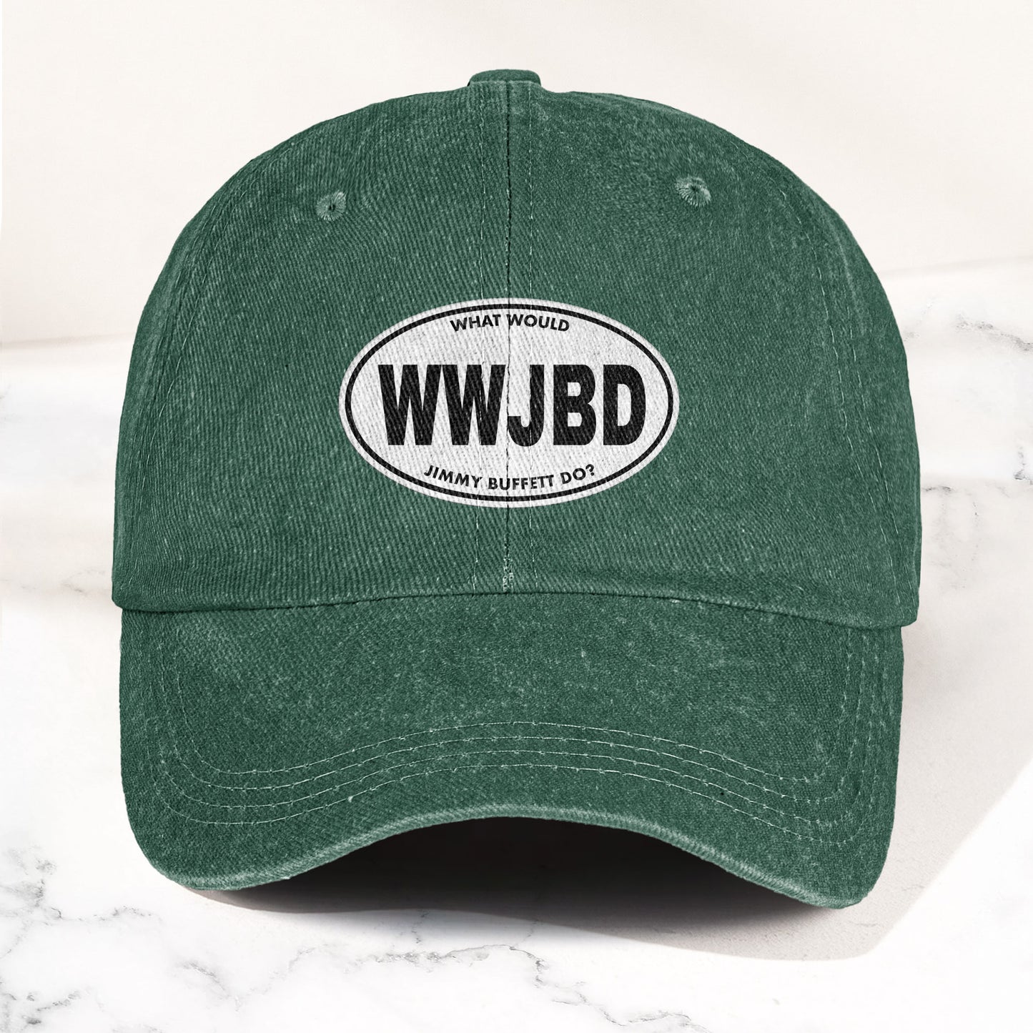 WWJBD Denim Cap – Retro Jimmy Buffett Inspired Dad Hat (With Box)