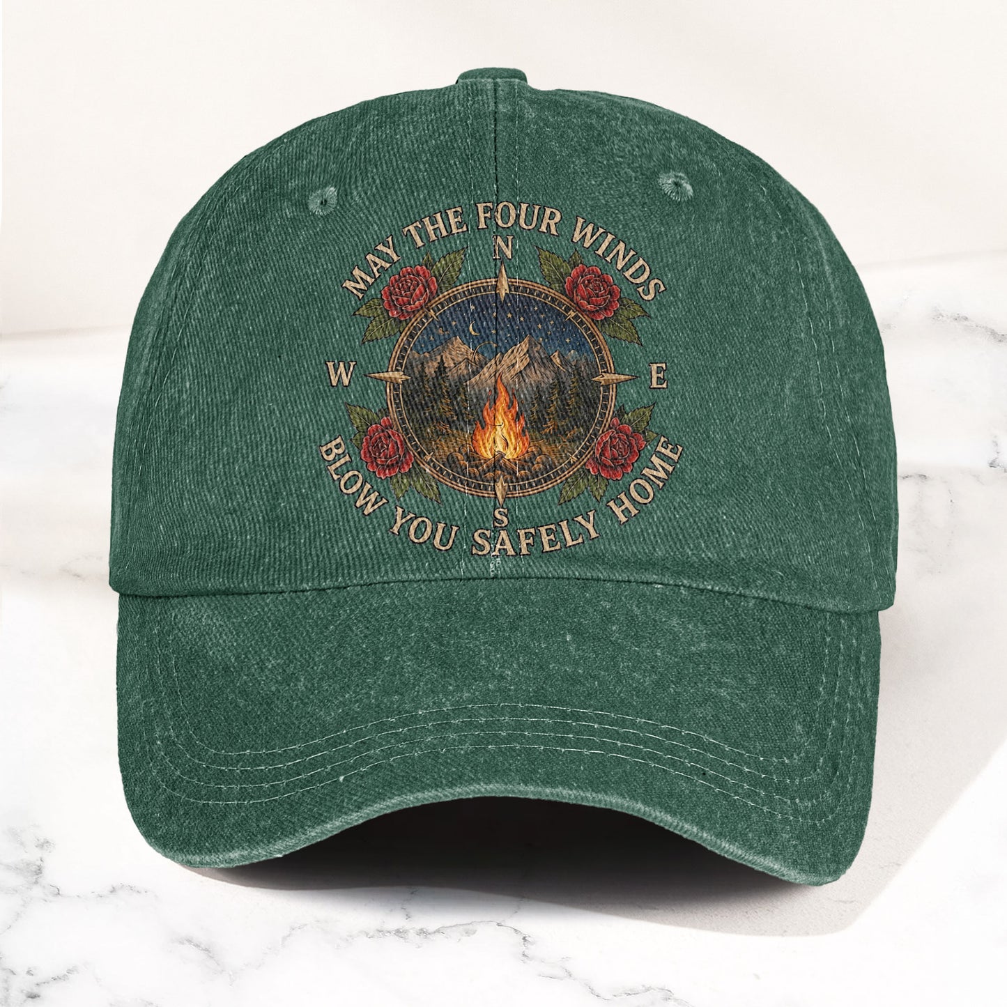 Grateful Dead Franklin's Tower May The Four Winds Blow You Safely Home Campfire Nature Denim Cap – Retro Vintage Dad Cap Gift For Dad (With Box)