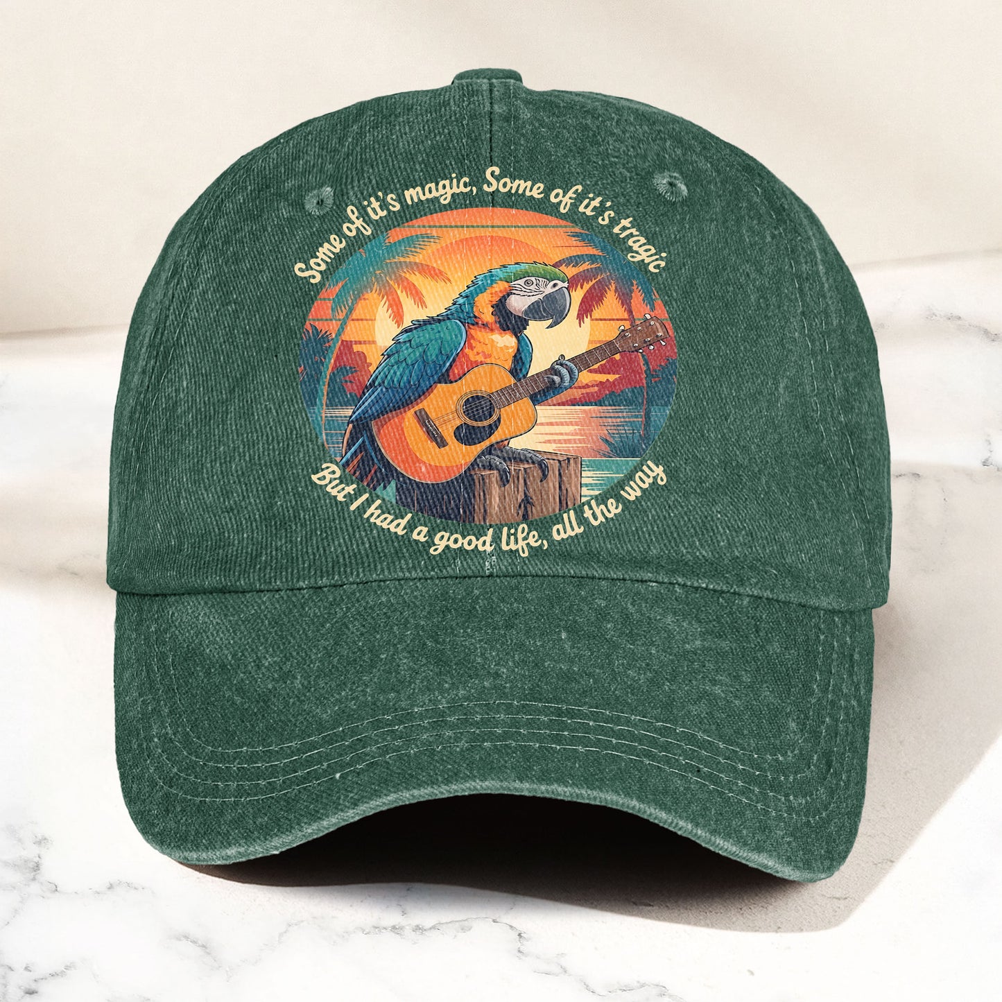 Some of Its Magic, Some of Its Tragic Denim Cap – Retro Jimmy Buffett Inspired Dad Hat (With Box)