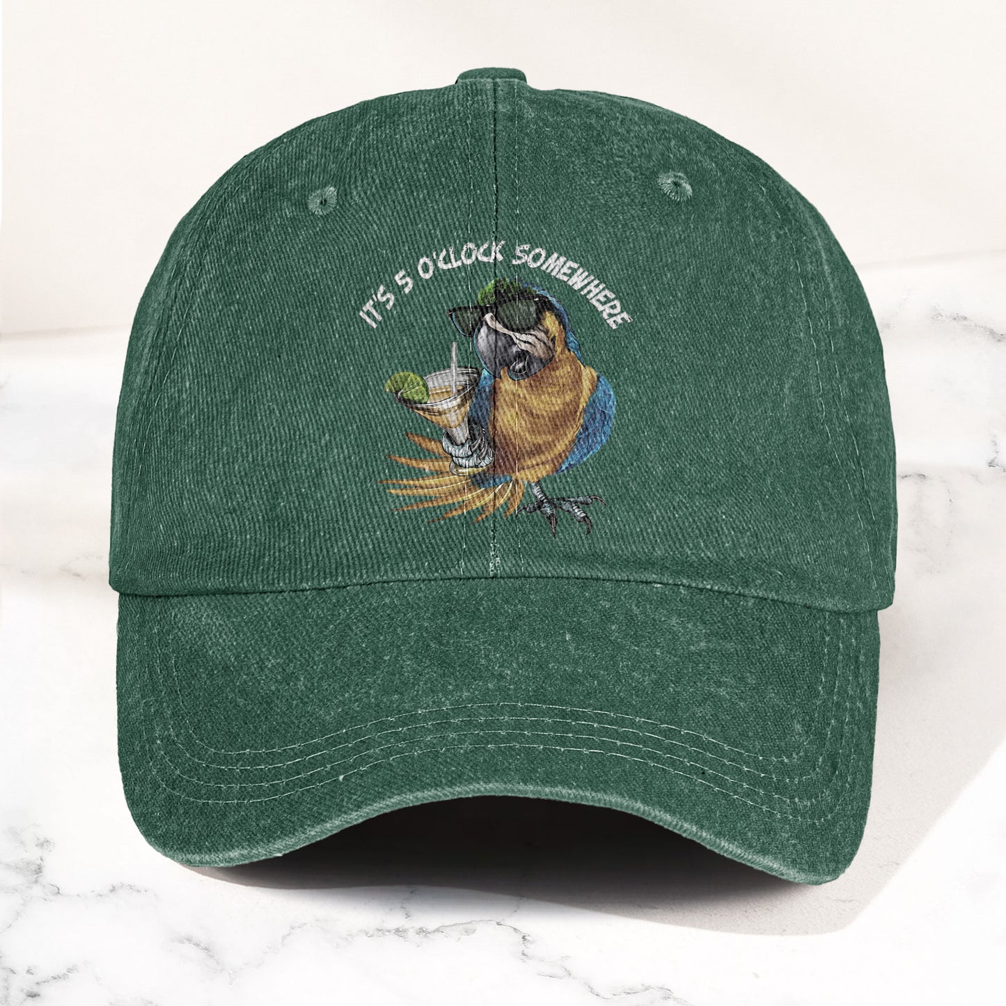 It's 5 O'Clock Somewhere Denim Cap – Retro Jimmy Buffett Tribute Dad Baseball Cap (With Box)