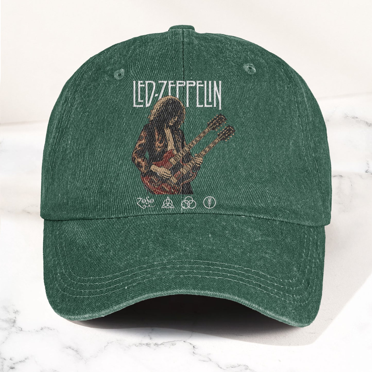 Led Zeppelin Jimmy Page Zoso Logo Denim Cap – Retro Vintage Dad Cap Gift For Dad (With Box)