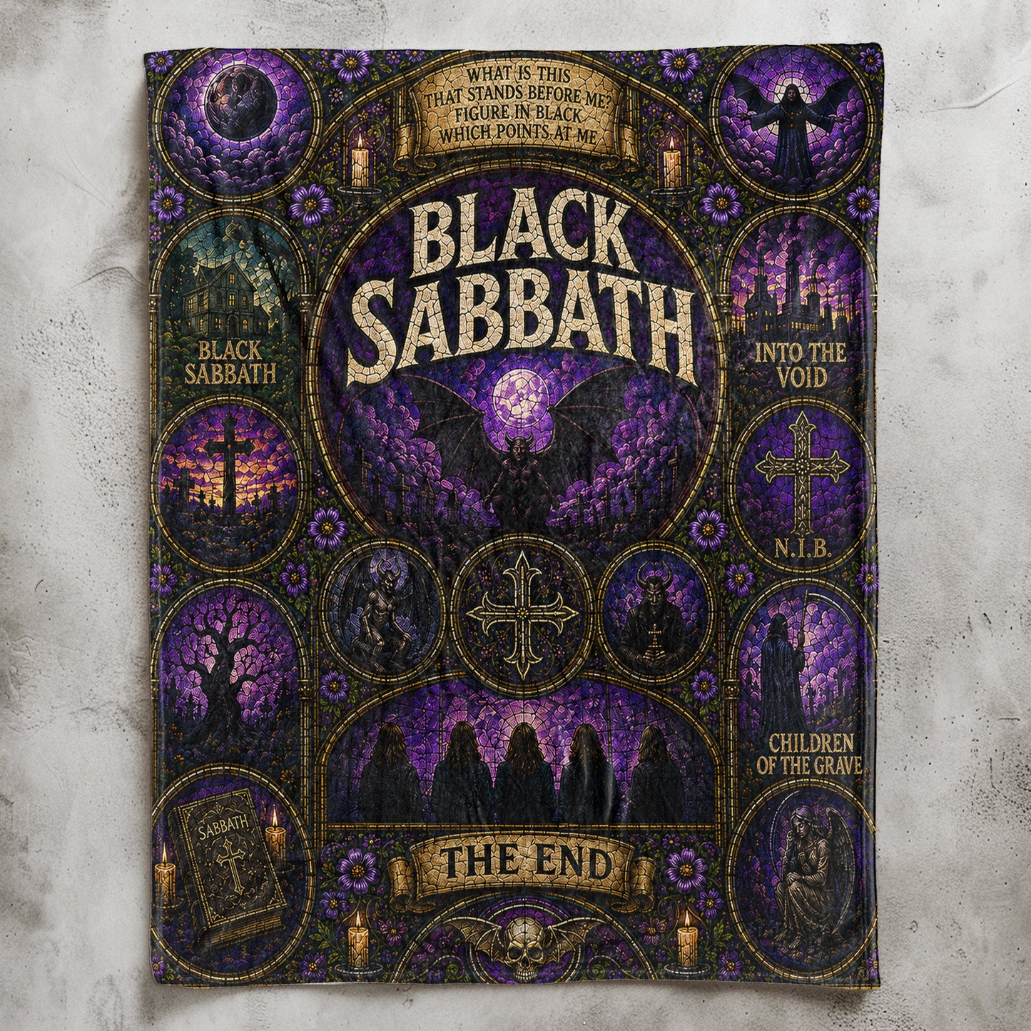 Black Sabbath Sherpa Blanket – The End Stained Glass Blanket