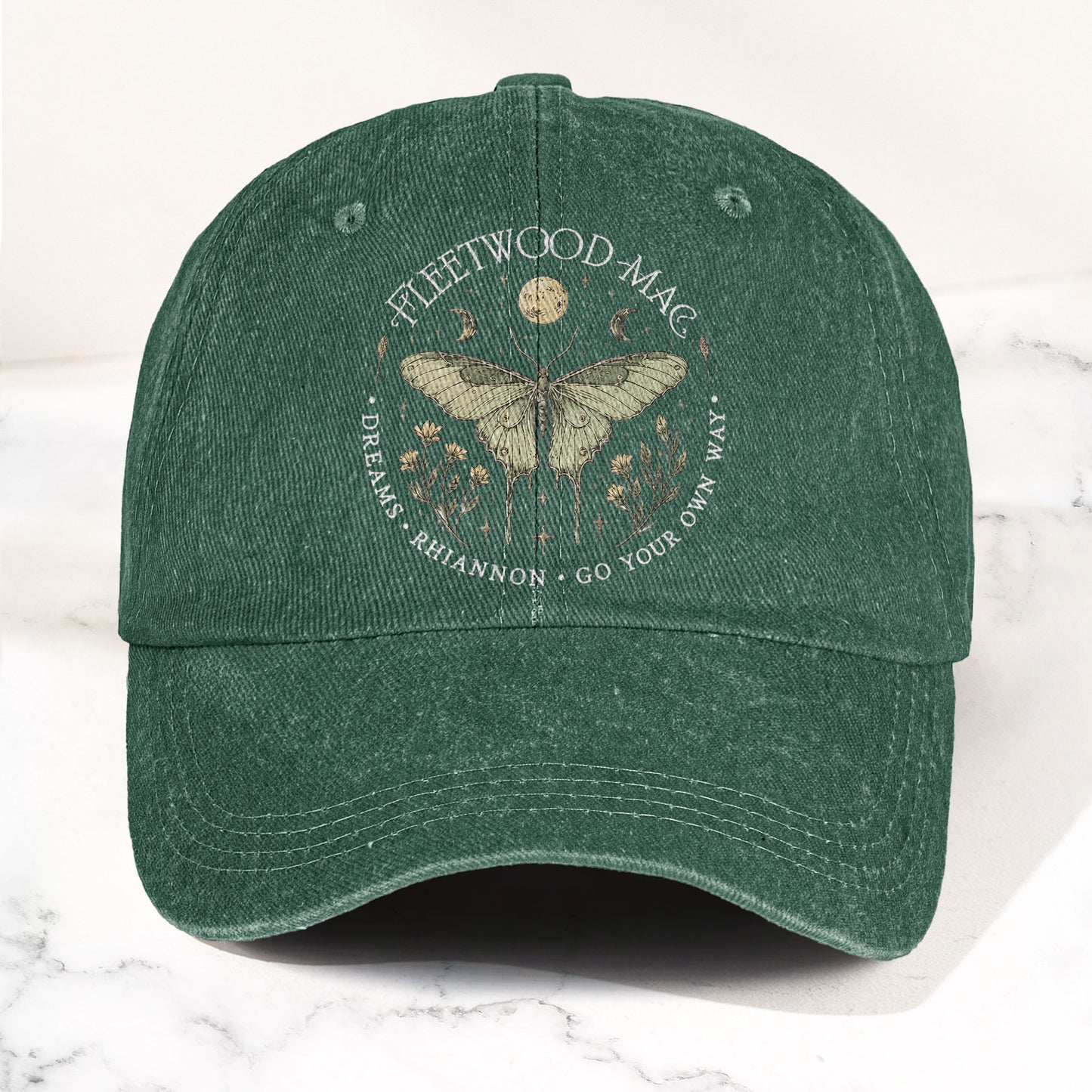 Fleetwood Mac Butterfly Mystical Graphic Vintage Denim Cap – Retro Dad Cap (With Box)