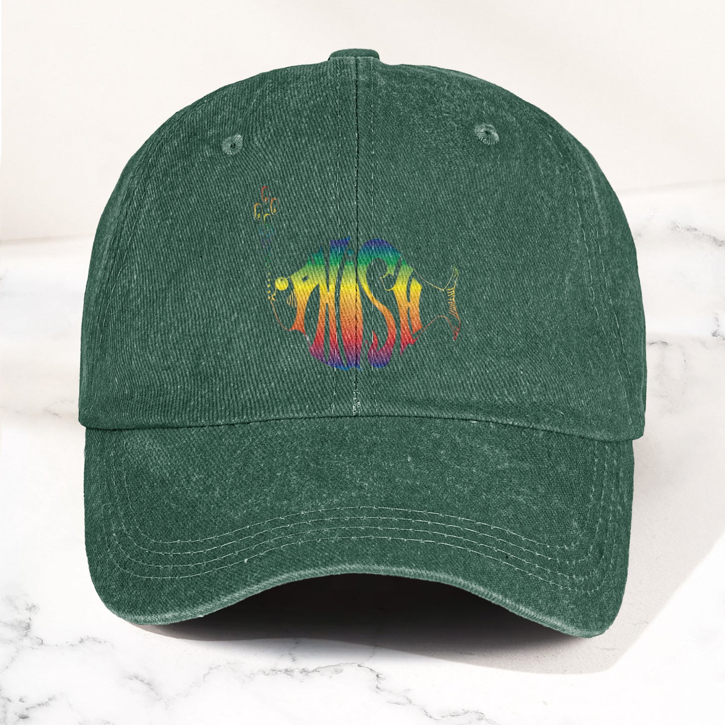 Phish Rainbow Fish Logo Denim Cap – Retro Music Phish Cap Gift For Dad (With Box)