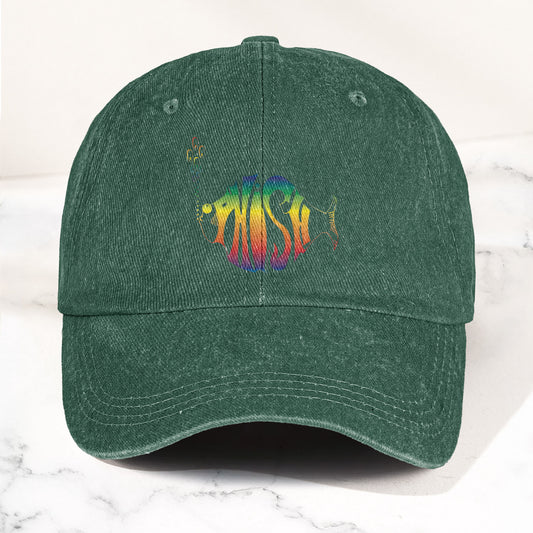Phish Rainbow Fish Logo Denim Cap – Retro Music Phish Cap Gift For Dad (With Box)