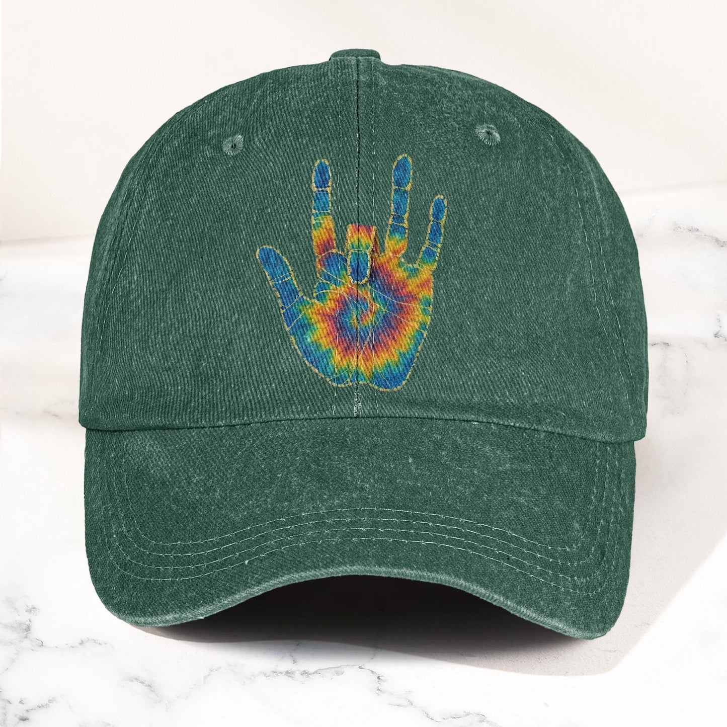 Jerry Garcia Handprint Tie Dye Denim Cap – Vintage Music Grateful Dead Merch Gift for Dad (With Box)