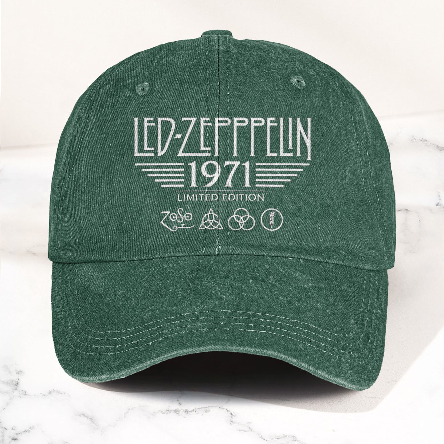 Led Zeppelin 1971 Four Symbols Denim Cap – Vintage Dad Cap Gift For Dad (With Box)