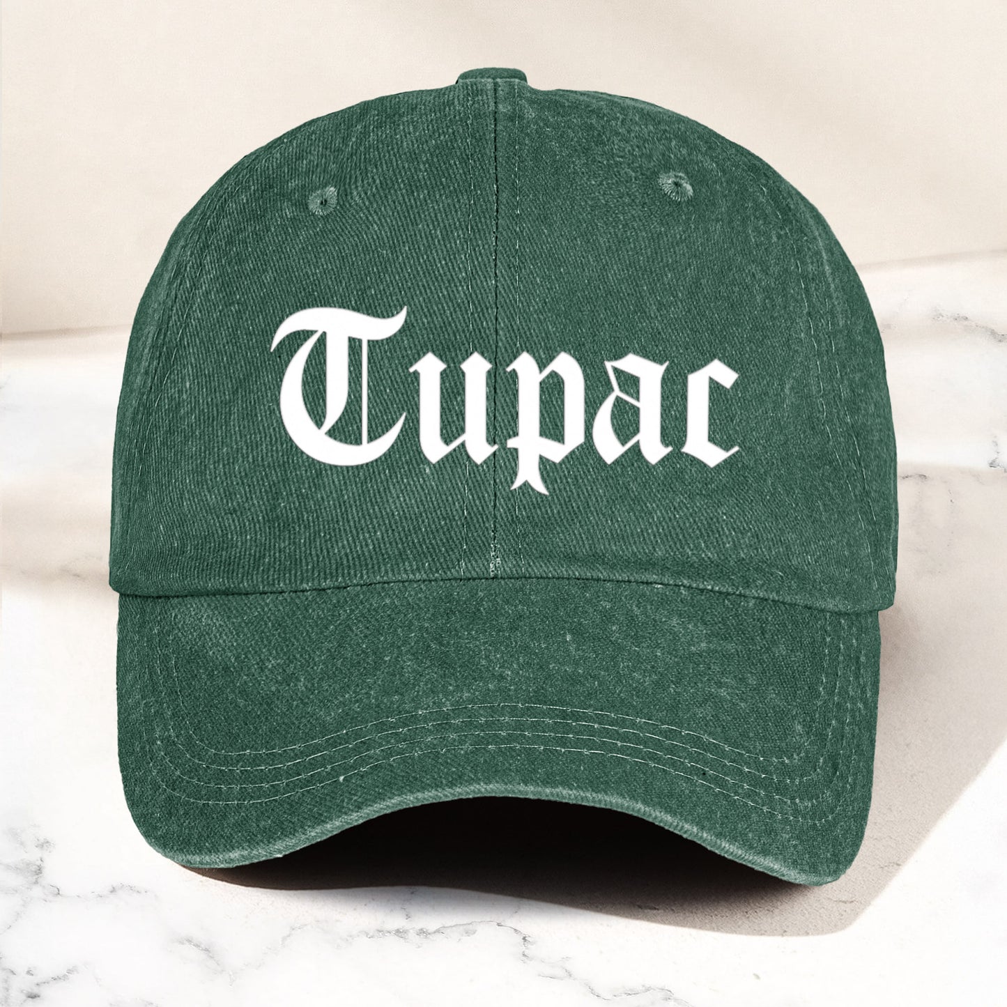2Pac Denim Dad Cap – Classic Old English Logo Design ( With BOX)