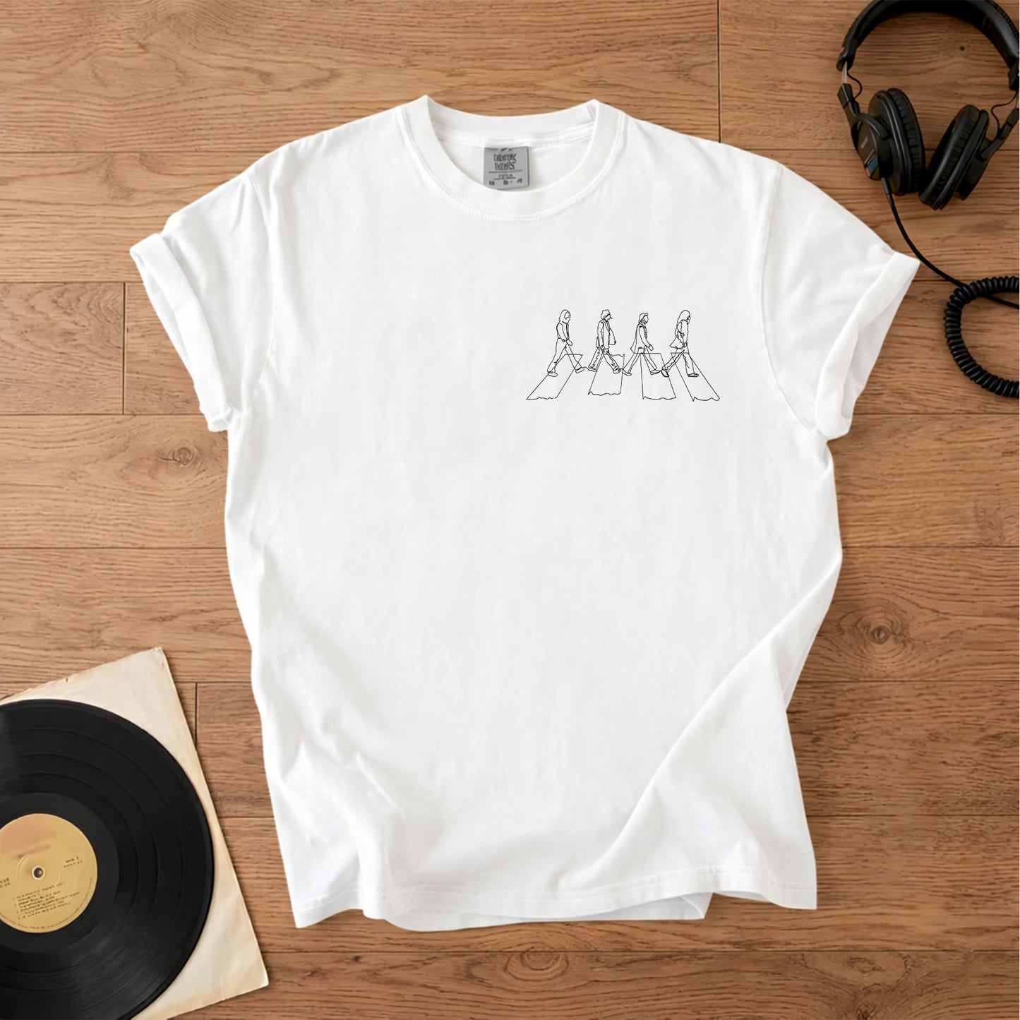 The Beatles-Inspired Abbey Road Embroidered 2D T-Shirt – Retro Music Band Merch Tee