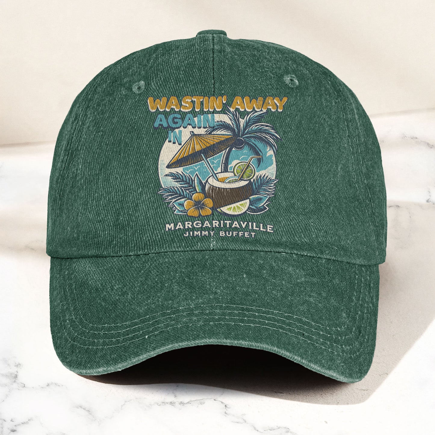 Margaritaville Denim Cap – Retro Jimmy Buffett Inspired Dad Hat (With Box)