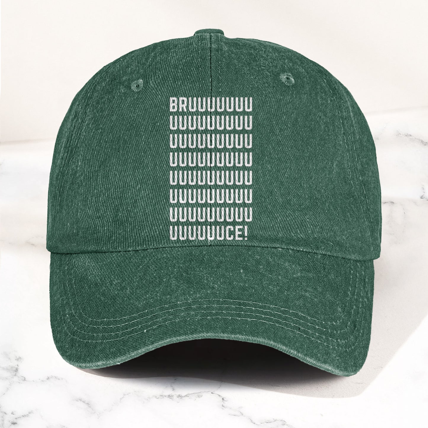 Bruce Springsteen BRUUUUCE! Text Denim Cap – Retro Rock Music Fan Cap (With Box)