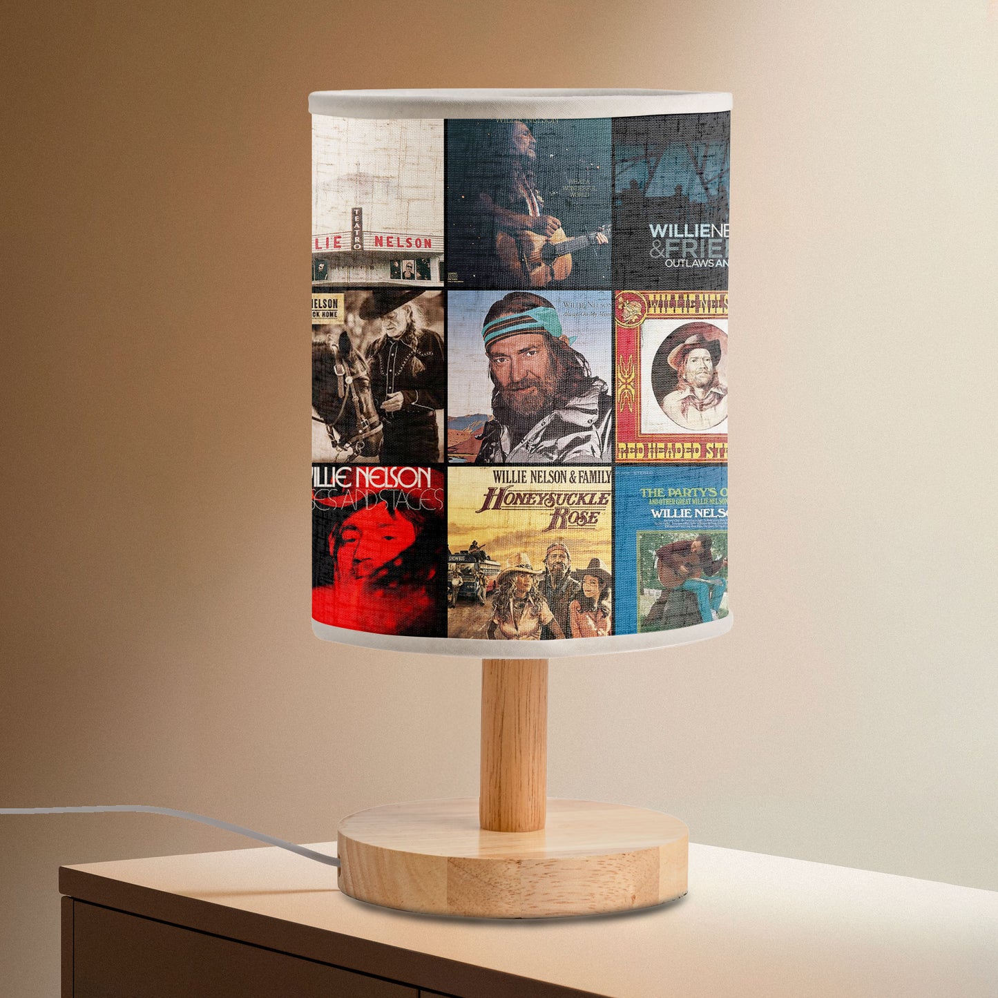 Willie Nelson Fabric Lamp – Country Legend Album Art Collection