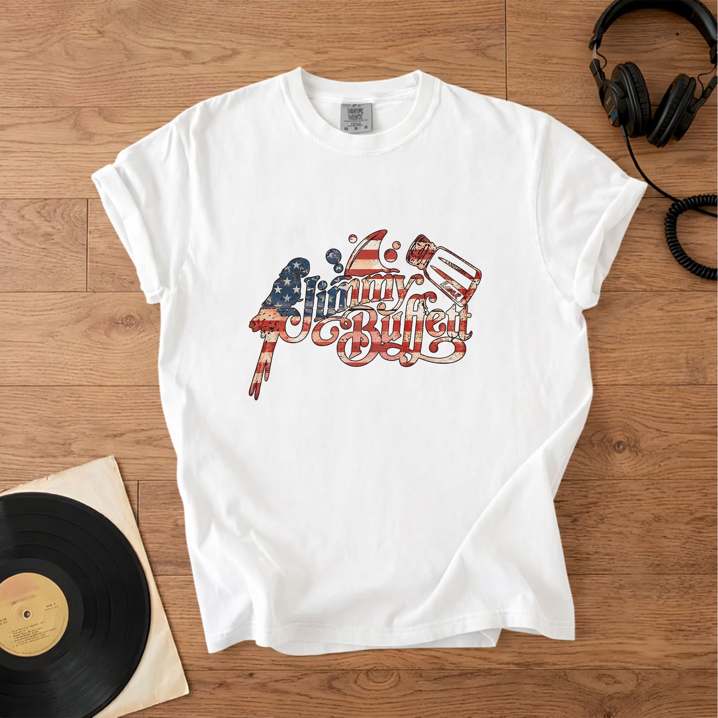 Jimmy Buffett Patriotic American Flag Graphic 4th of July T-Shirt – Retro Rock Metal Music Fan Merch Tee