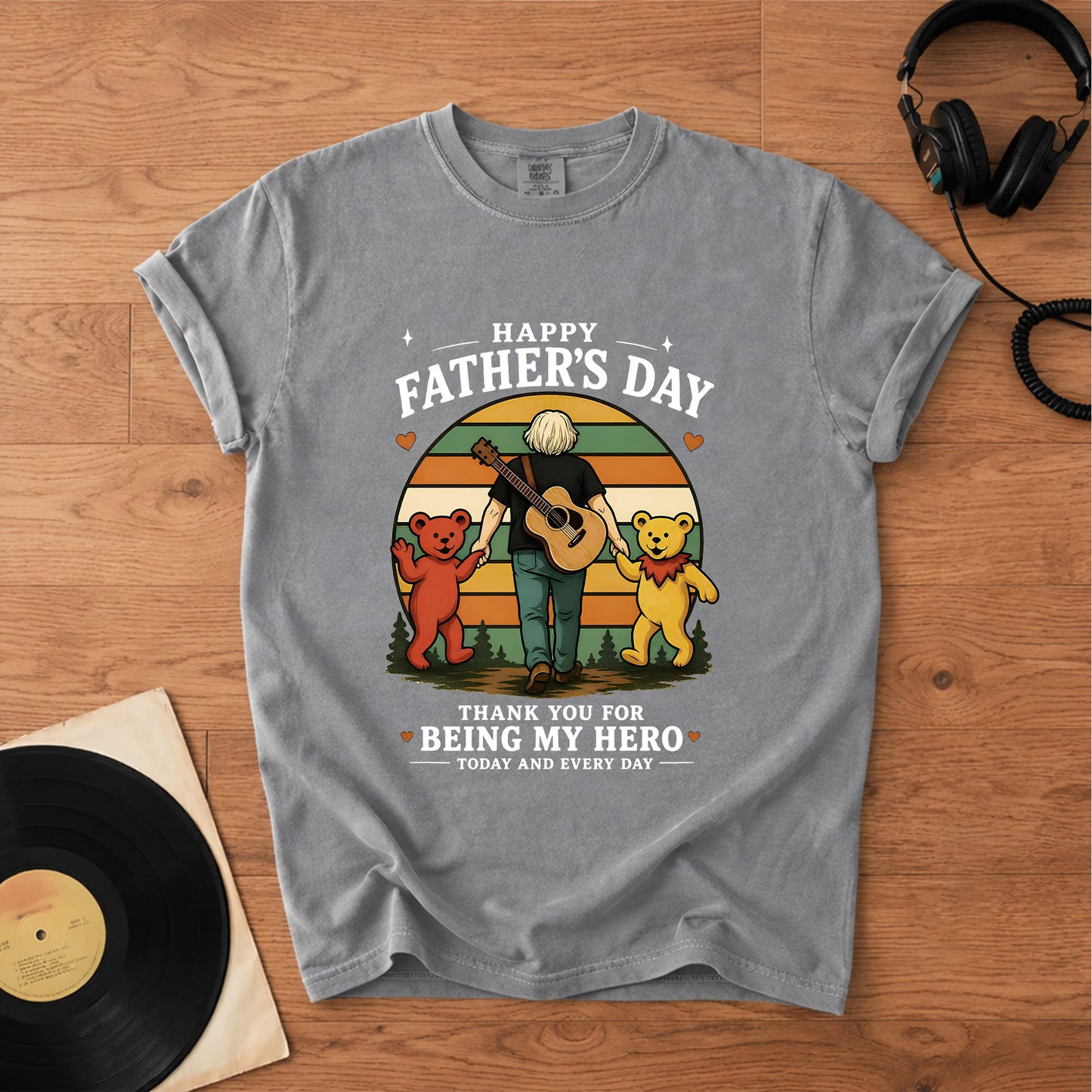 Father’s Day "My Hero" Graphic T-Shirt – Retro Music Grateful Dead Inspired Gift For Dad Tee