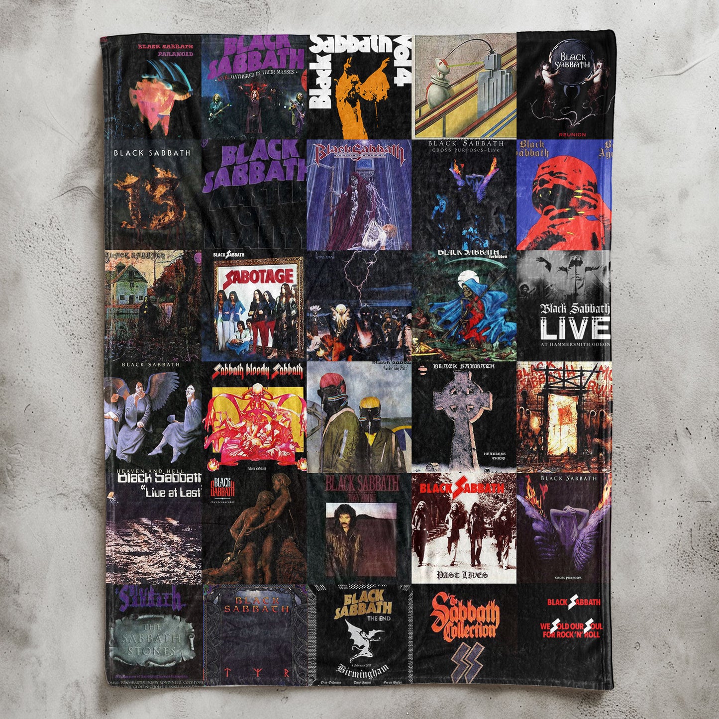 Black Sabbath Sherpa Blanket – Album Cover Collage Heavy Metal Throw Blanket