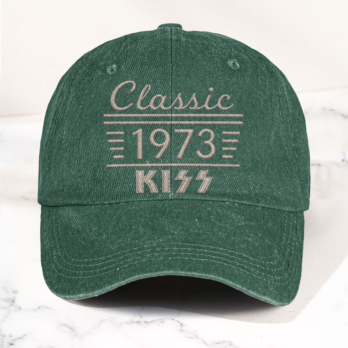 Kiss Classic 1973 Est Hard Rock Glam Metal Band Music Merch Denim Cap – Retro Vintage Dad Cap Gift For Dad (With Box)