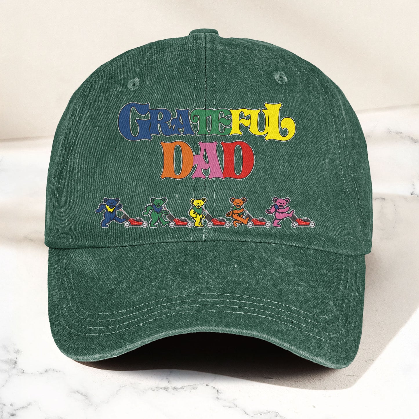 Grateful Dead Denim Cap – “Grateful Dad” Dancing Bears Dad Hat