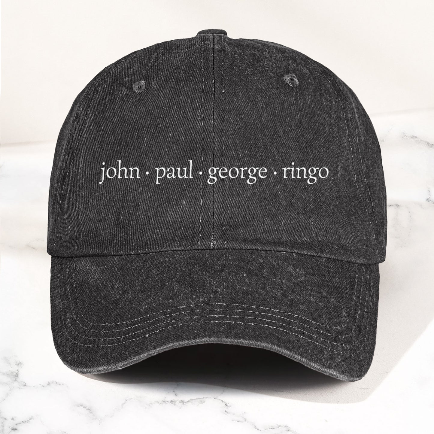 John Paul George Ringo Denim Cap – Minimalist Beatles Dad Hat Gift ( With Box)