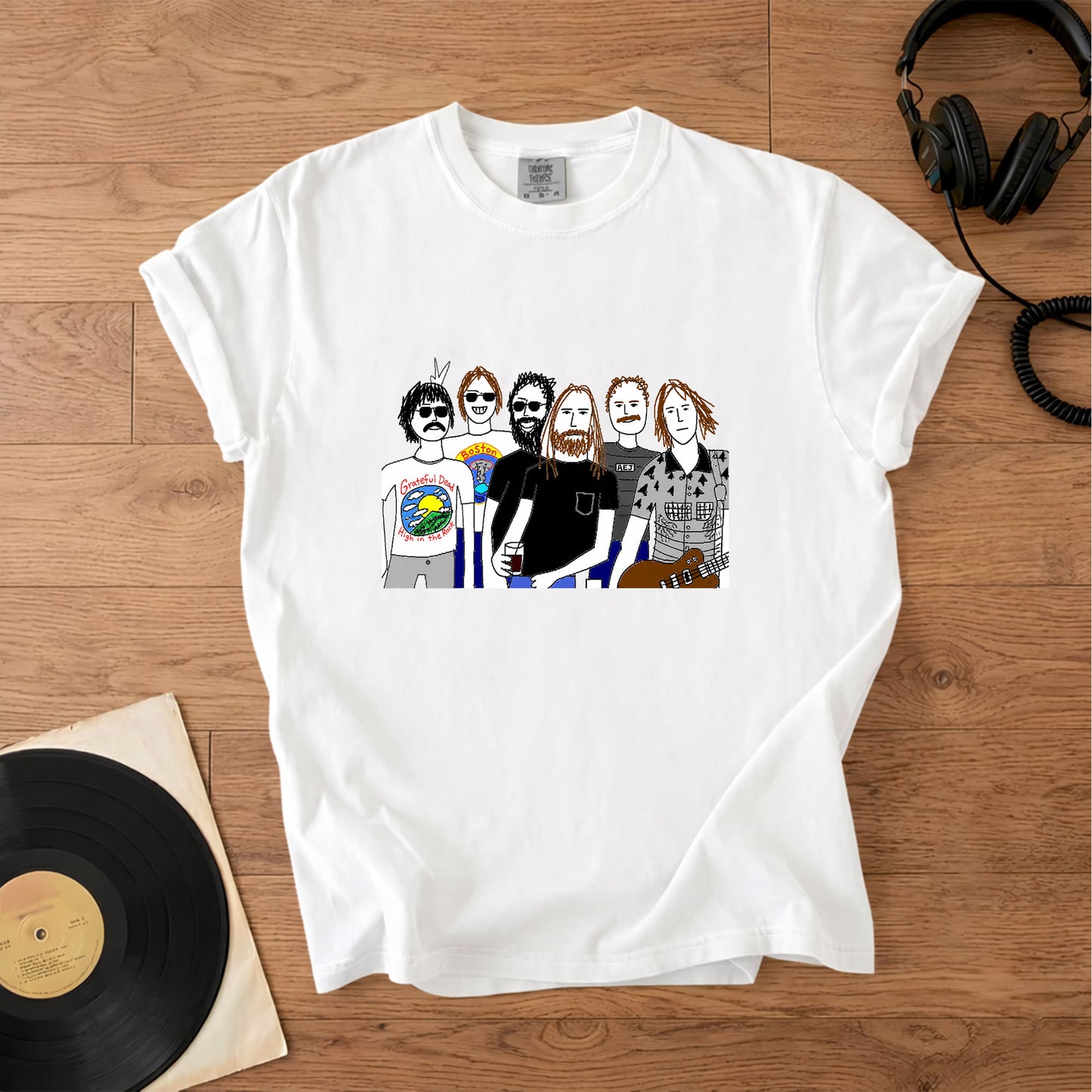 Grateful Dead Inspired Band Cartoon Graphic T-Shirt – Retro Rock Music Band Merch Tee