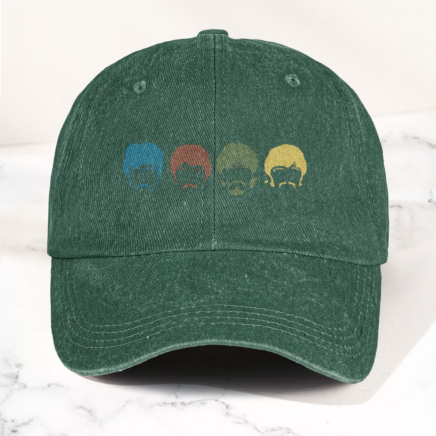 The Fabulous Four Faces Denim Cap – Retro The Beatles Tribute Merch Dad Hat (With Box)