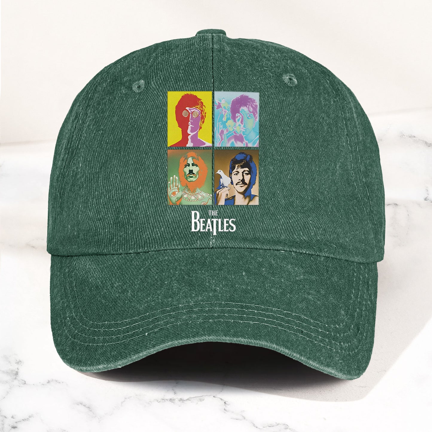 The Beatles Denim Dad Cap – Pop Art Portrait Grid Design (With BOX)