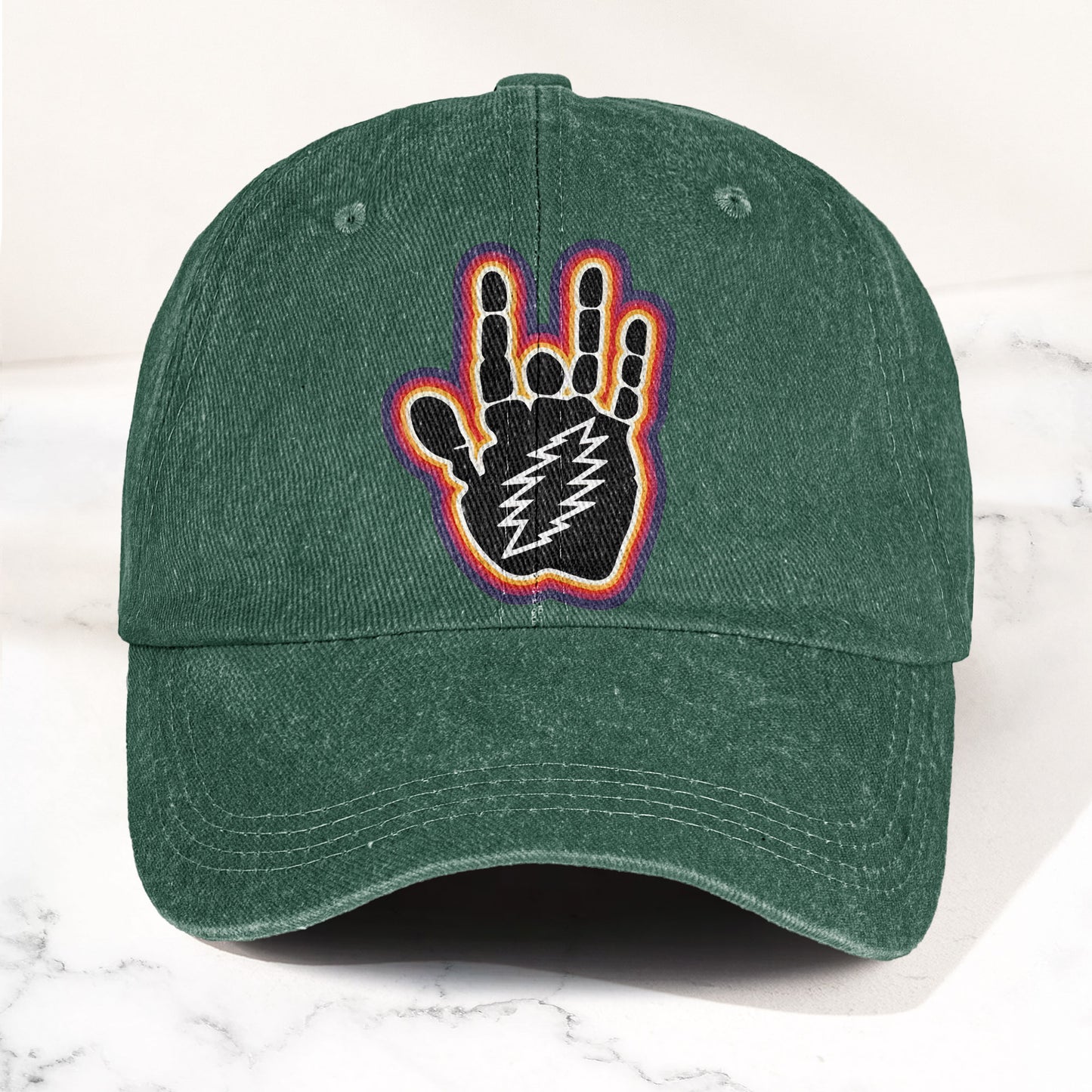 Grateful Dead Jerry Garcia Hand With Lightning Bolt Denim Cap – Retro Vintage Dad Cap Gift For Dad (With Box)