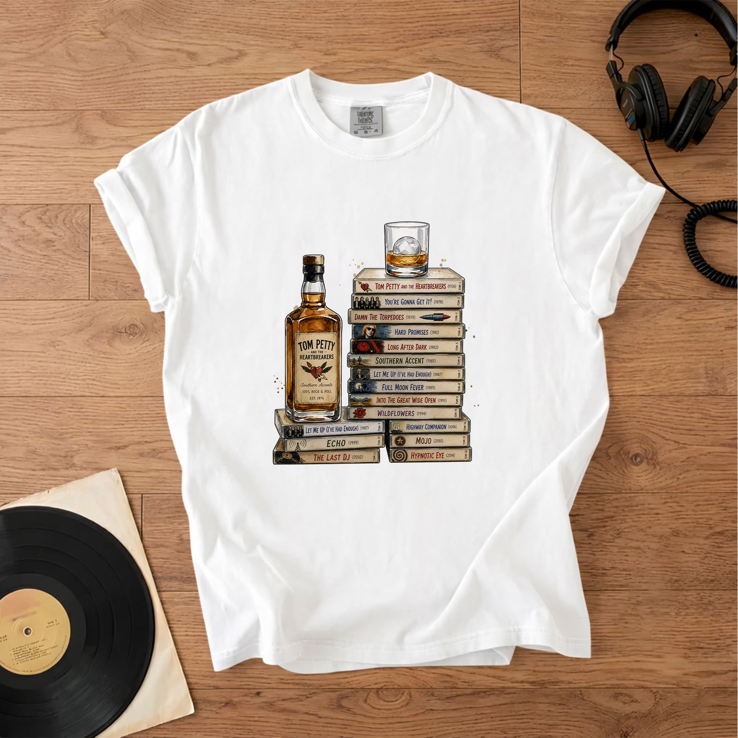 Tom Petty Cassette Album Collection Vintage T-Shirt – Retro Music Tom Petty Merch Tee