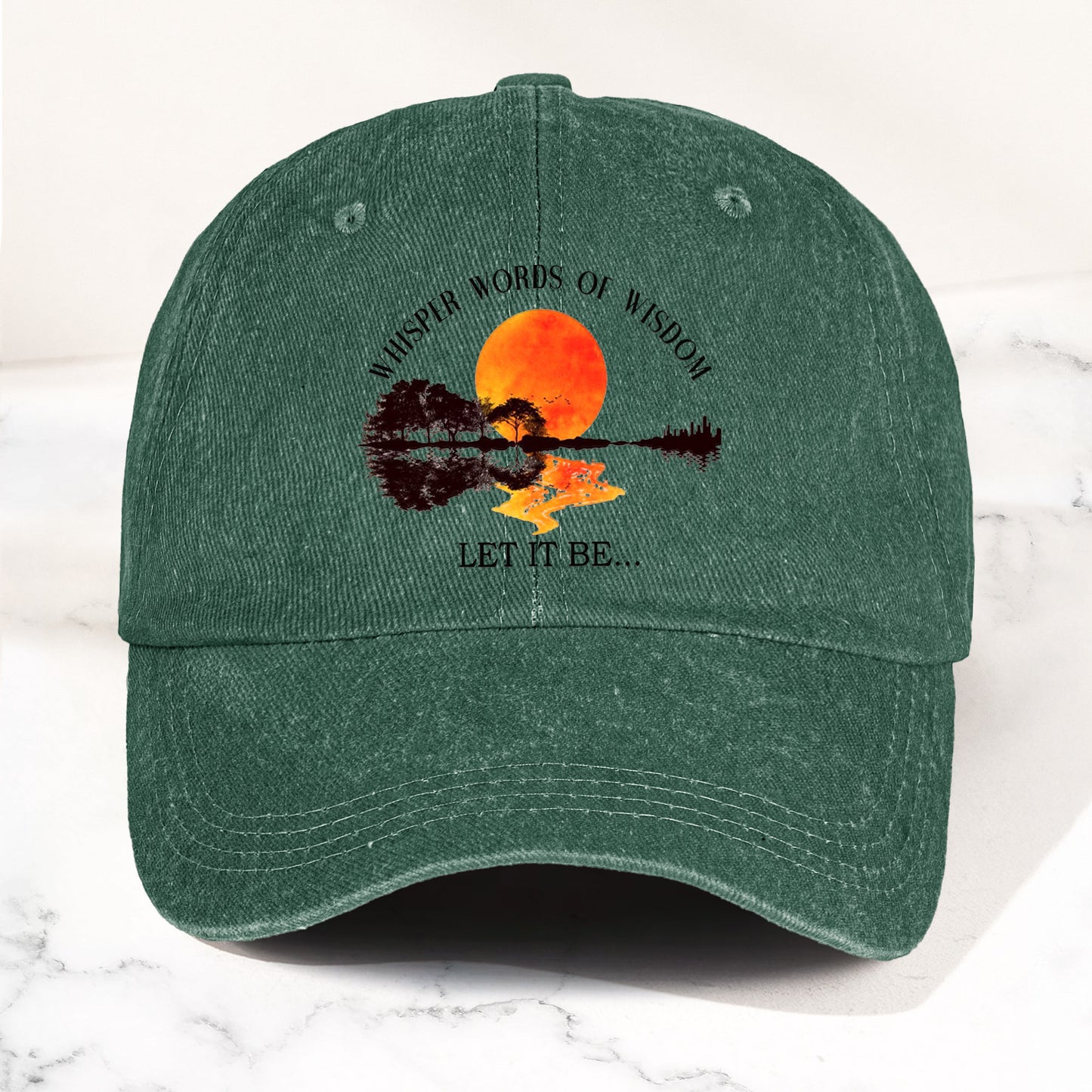 The Beatles Let It Be Whisper Words Of Wisdom Lyrics Graphic Denim Cap – Retro Rock Music Fan Cap (With Box)