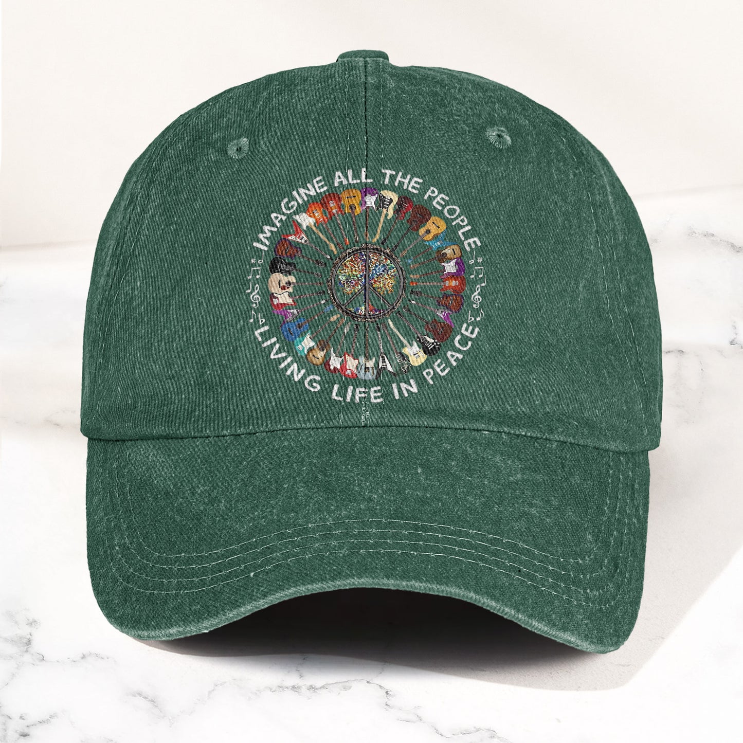 Imagine All The People Living Life In Peace Denim Cap – Retro Music John Lenon Cap Gift For Dad (With Box)