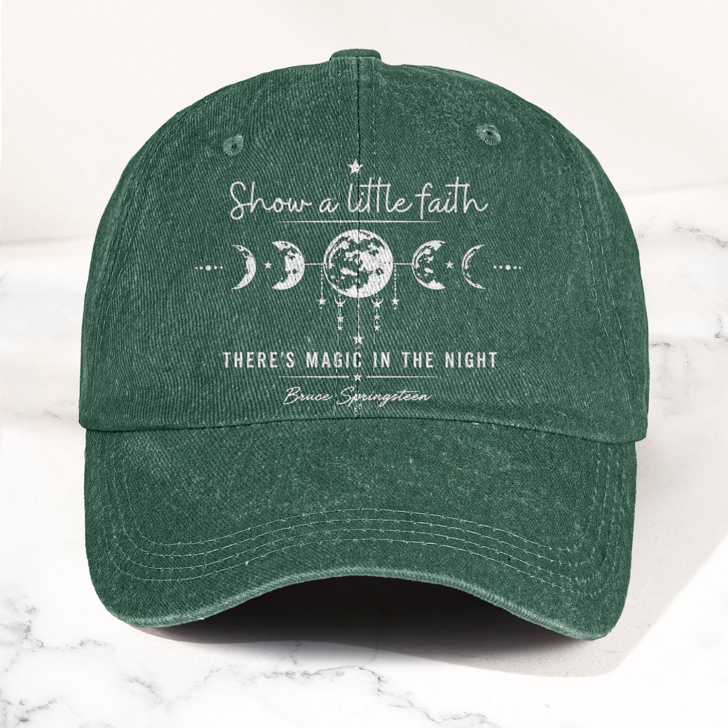 Bruce Springsteen Show a little faith, there's magic in the night Denim Cap – Retro Rock Music Fan Cap (With Box)