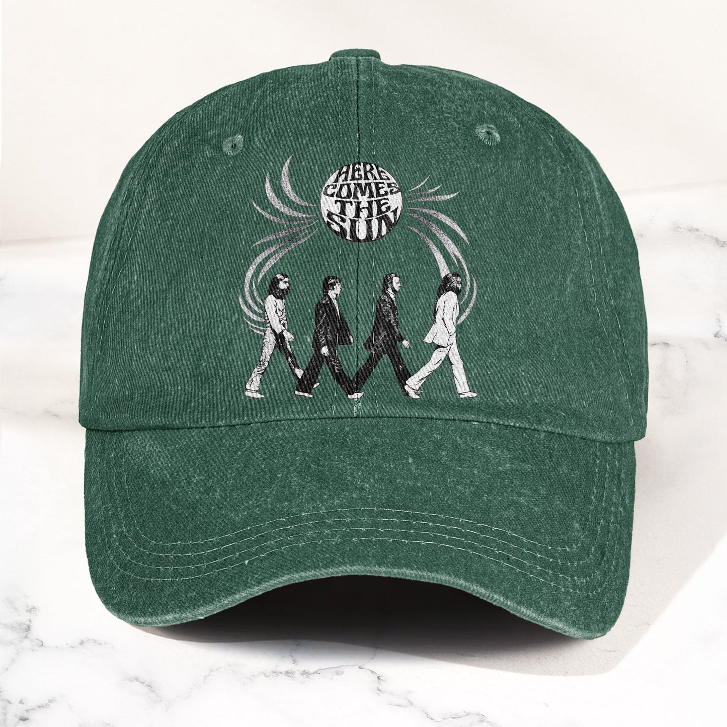 The Beatles Here Comes the Sun Denim Cap – Retro Rock Music Fan Cap Gift For Dad (With Box)