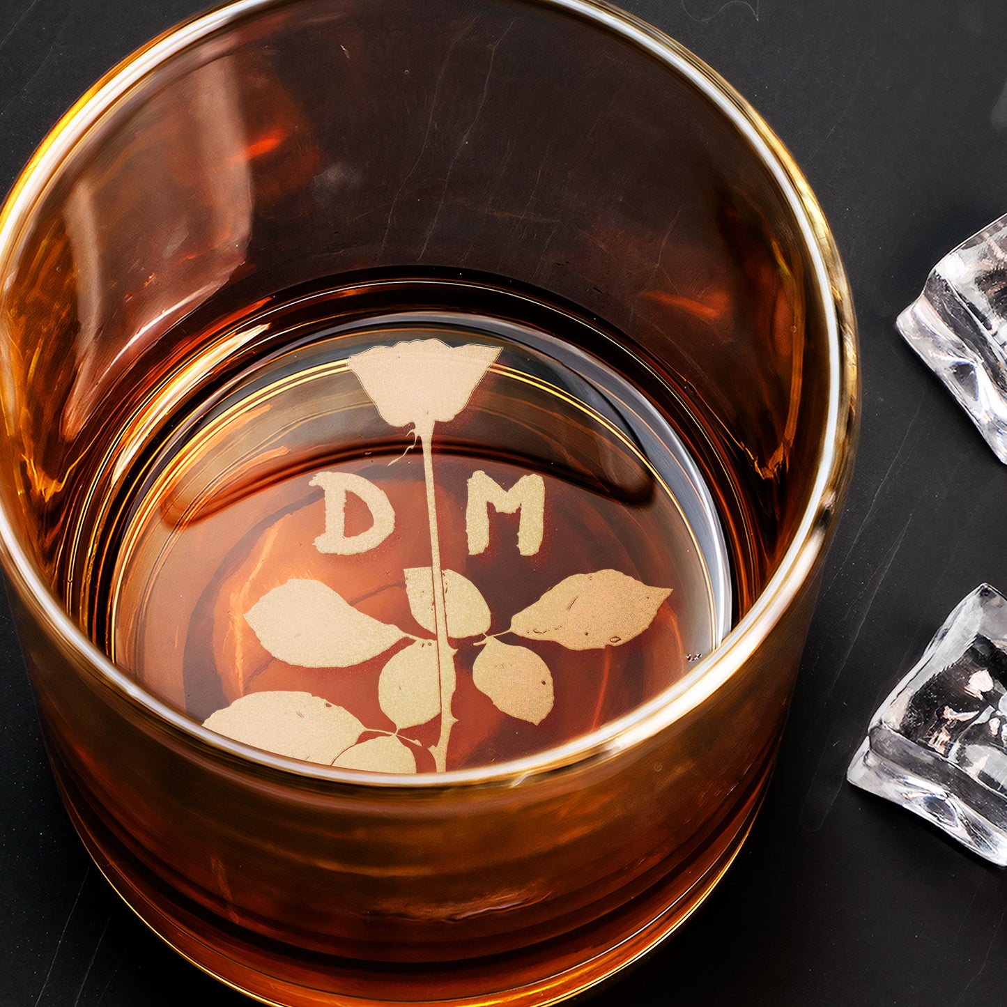 Depeche Mode Violator Album Rose Symbol Engraved Whiskey Glass - Multiple Designs Available (With Gift Box)