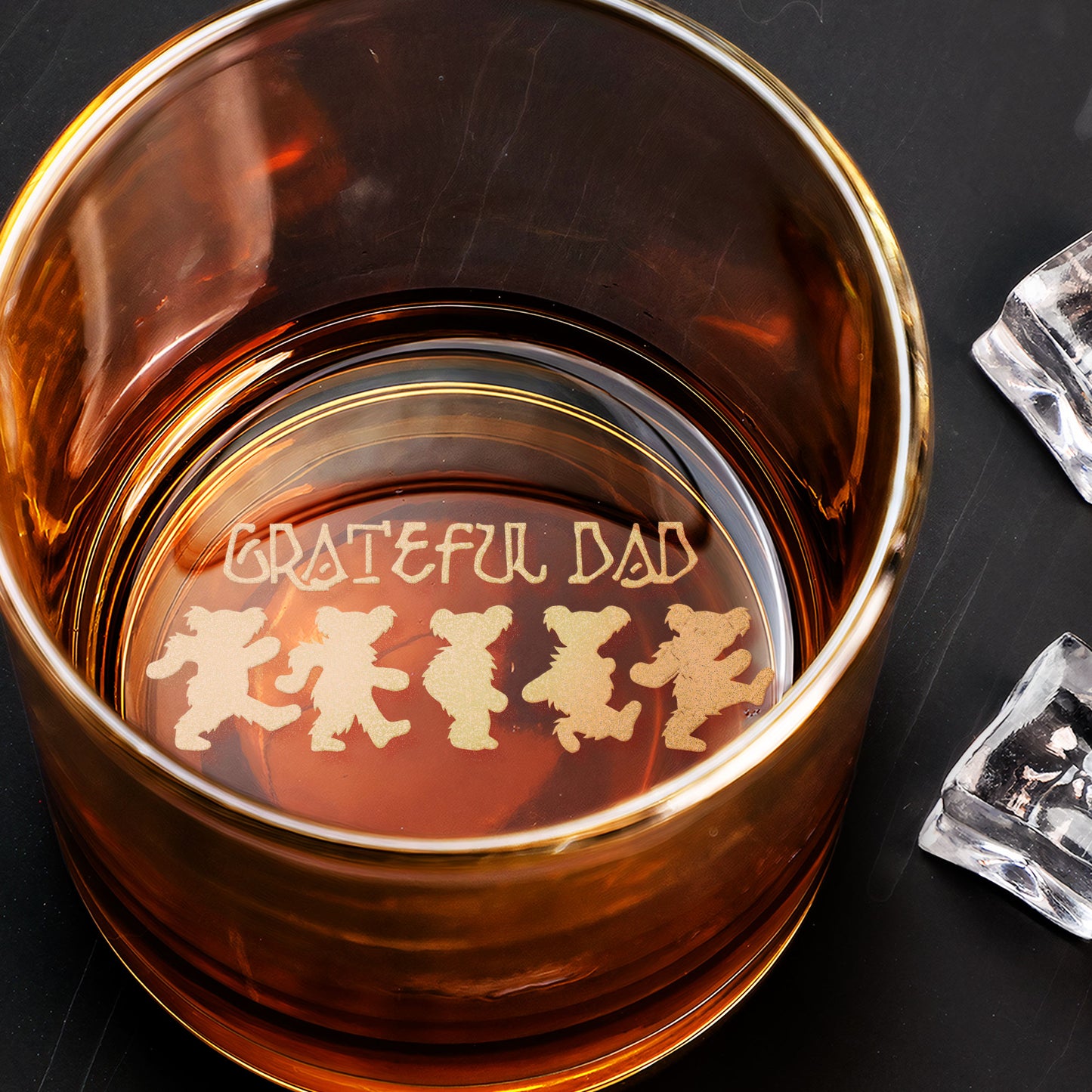 Grateful Dad Dancing Bears Engraved Whiskey Glass - Multiple Designs Available Father's Day Gift (With Gift Box)